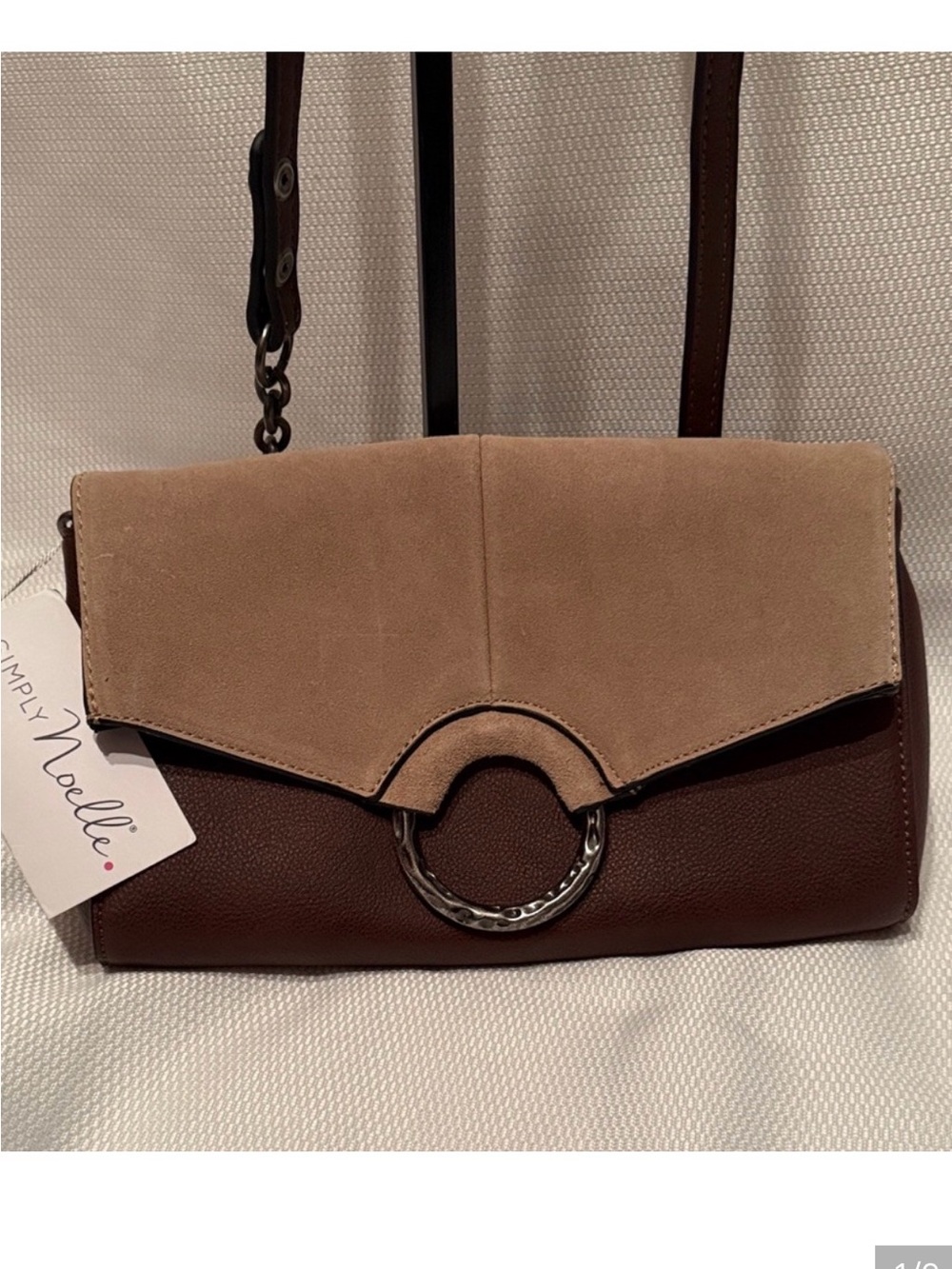 Simply Noelle Brown & Taupe Suede-Trim Crossbody Bag